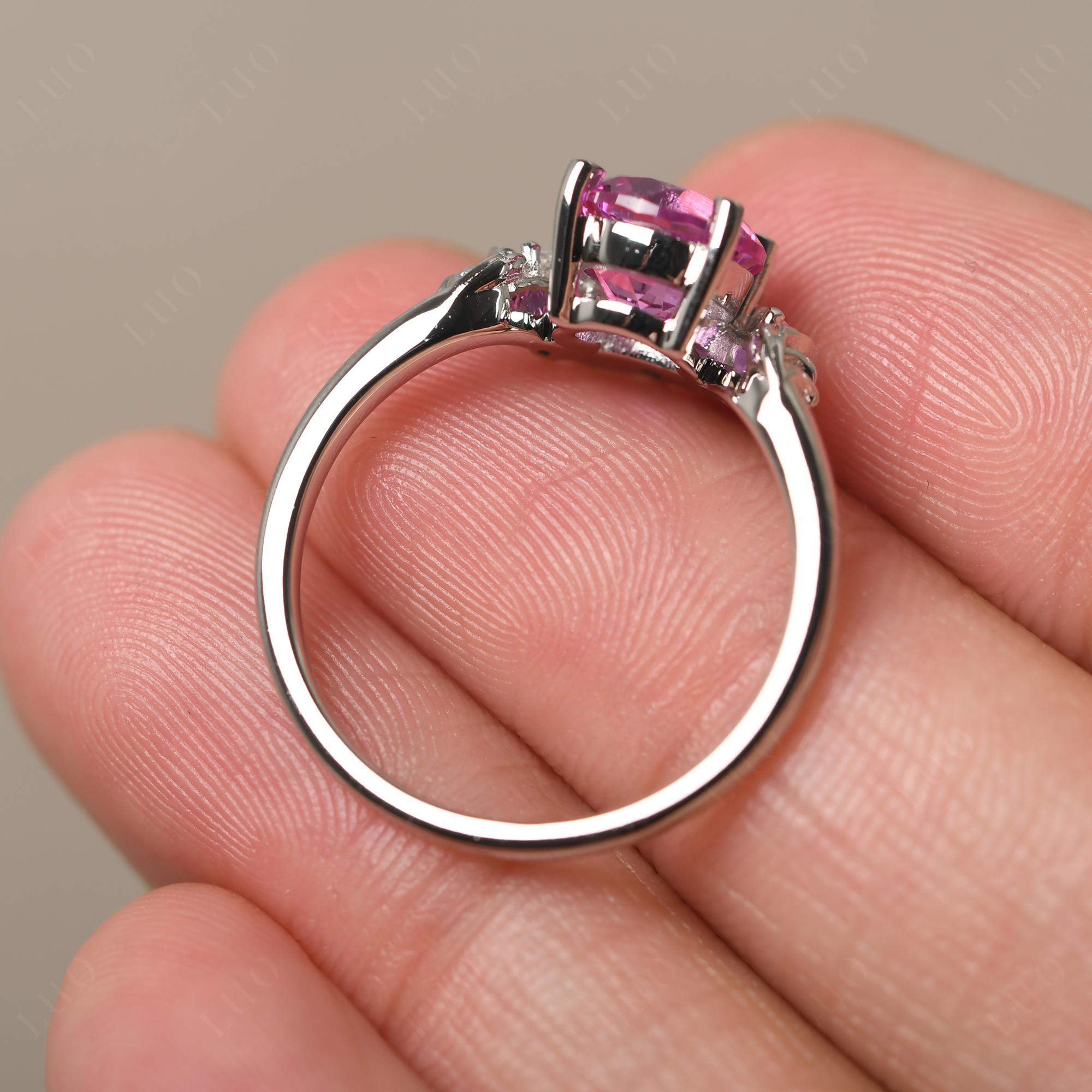 Pink Sapphire Ring with Marquise Side Stone - LUO Jewelry 