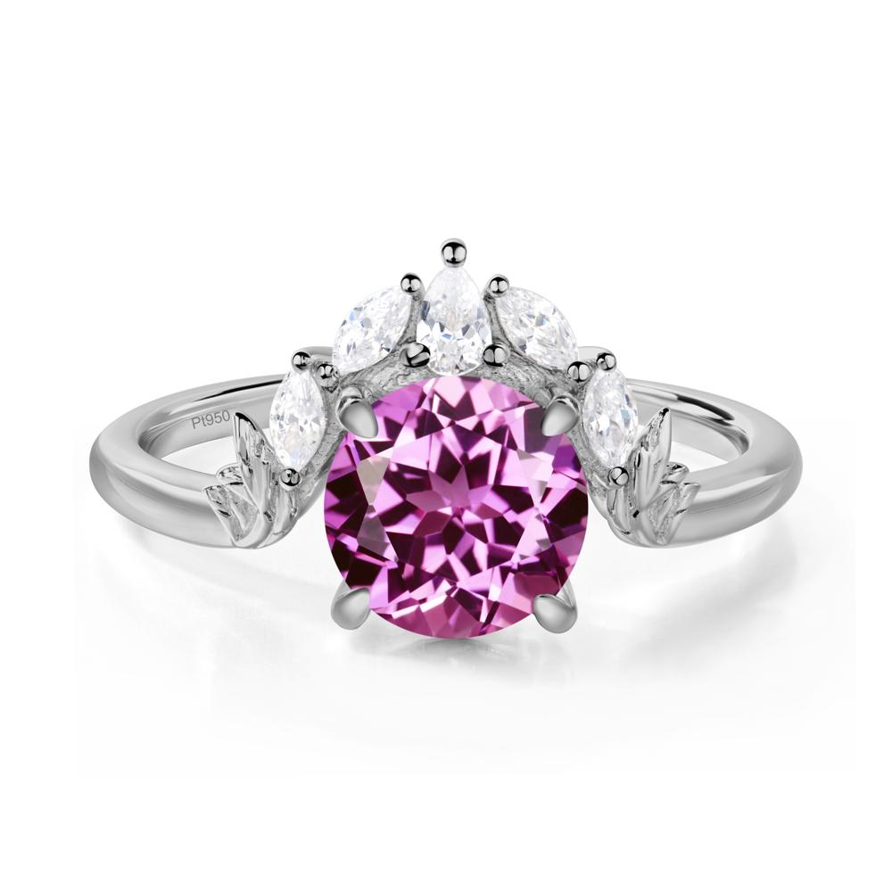 Pink Sapphire Ring with Marquise Side Stone - LUO Jewelry #metal_platinum