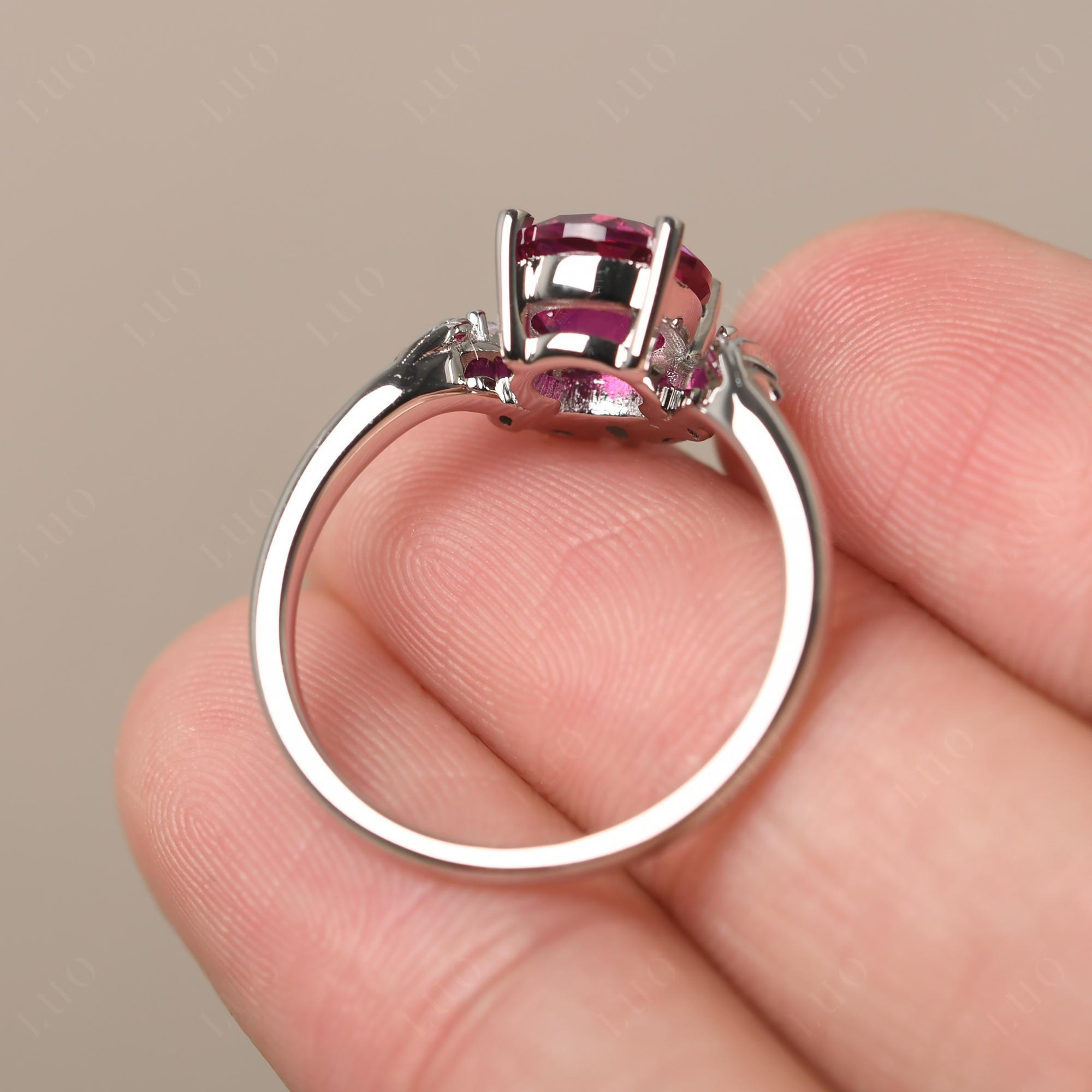 Ruby Ring with Marquise Side Stone - LUO Jewelry 