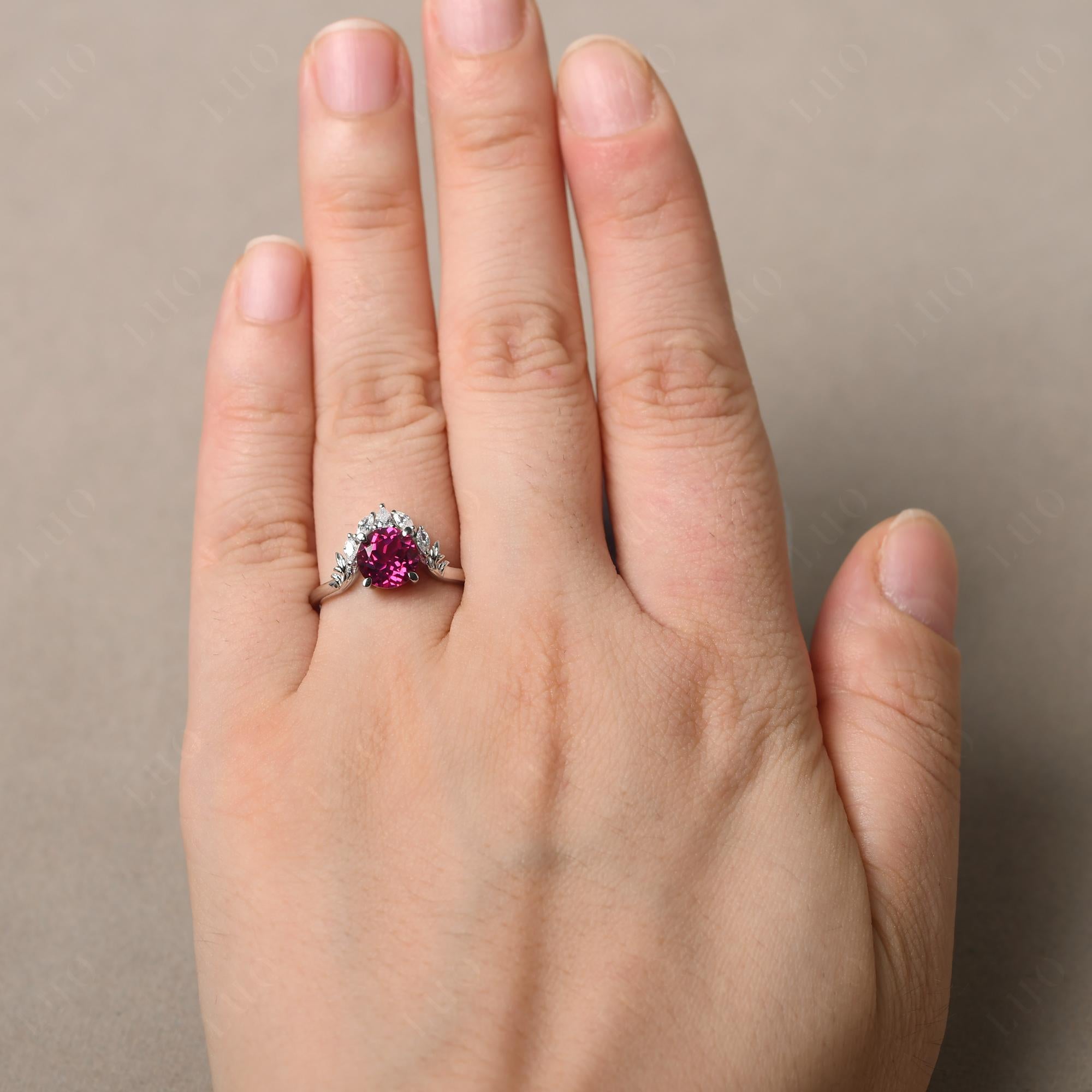 Ruby Ring with Marquise Side Stone - LUO Jewelry 