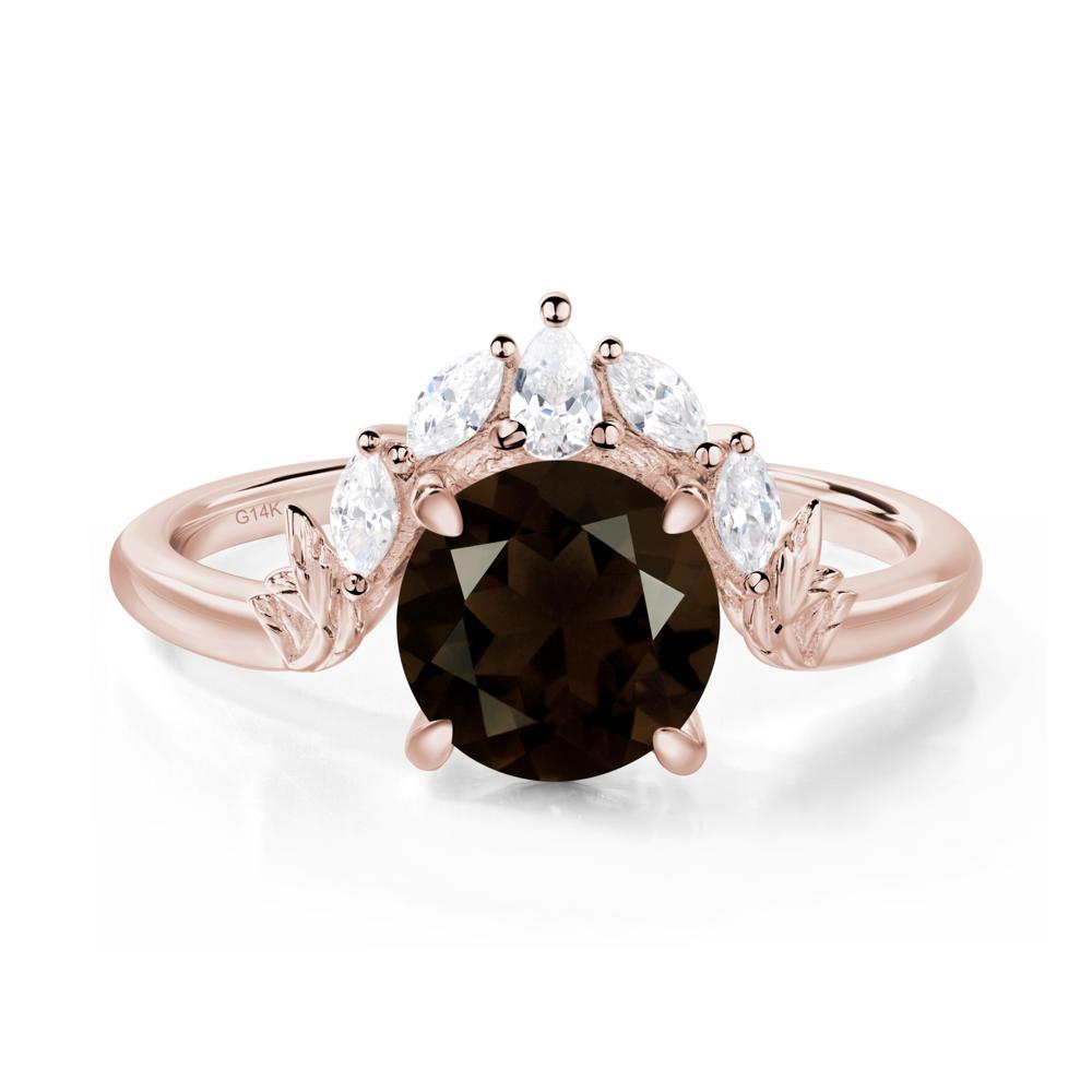 Smoky Quartz Ring with Marquise Side Stone - LUO Jewelry #metal_14k rose gold