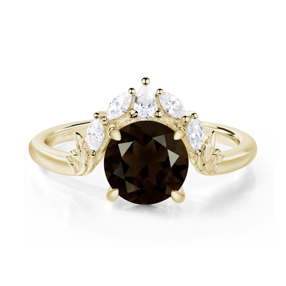 Smoky Quartz Ring with Marquise Side Stone - LUO Jewelry #metal_14k yellow gold