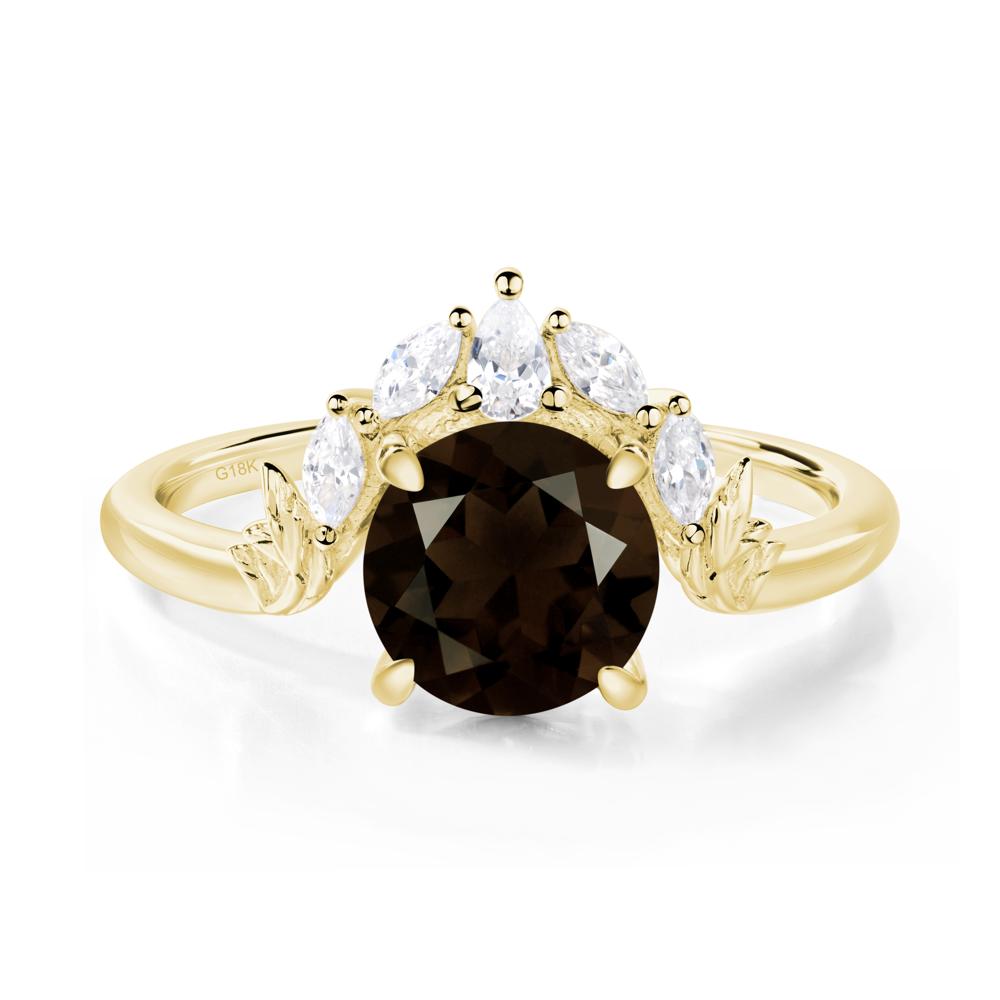 Smoky Quartz Ring with Marquise Side Stone - LUO Jewelry #metal_18k yellow gold