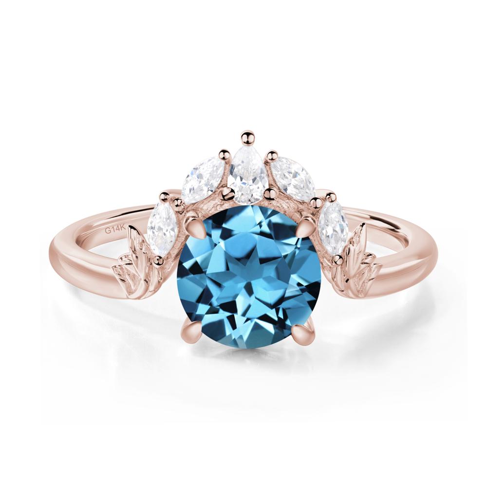 Swiss Blue Topaz Ring with Marquise Side Stone - LUO Jewelry #metal_14k rose gold