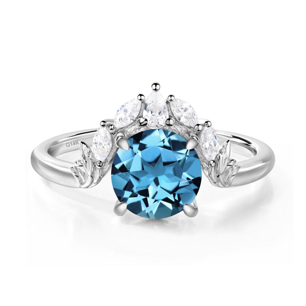 Swiss Blue Topaz Ring with Marquise Side Stone - LUO Jewelry #metal_14k white gold