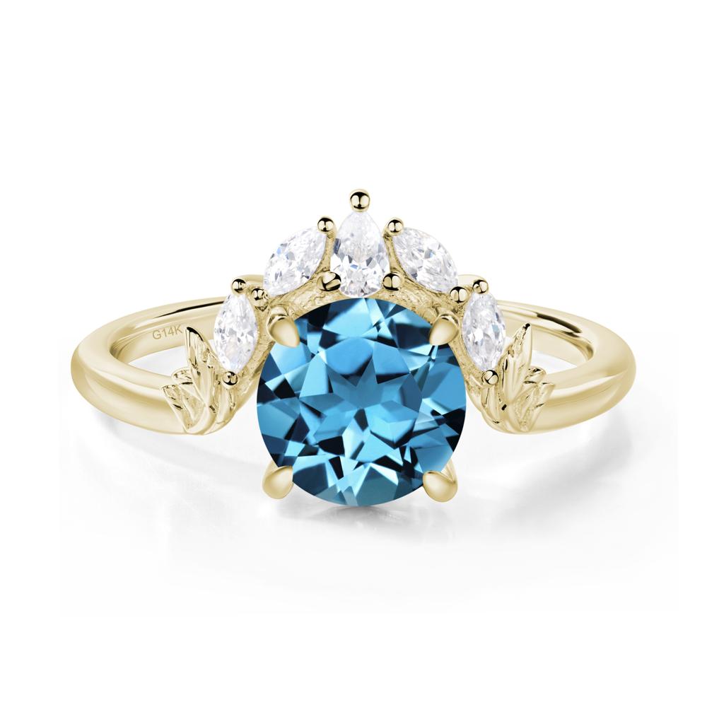 Swiss Blue Topaz Ring with Marquise Side Stone - LUO Jewelry #metal_14k yellow gold