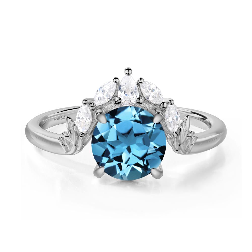 Swiss Blue Topaz Ring with Marquise Side Stone - LUO Jewelry #metal_platinum