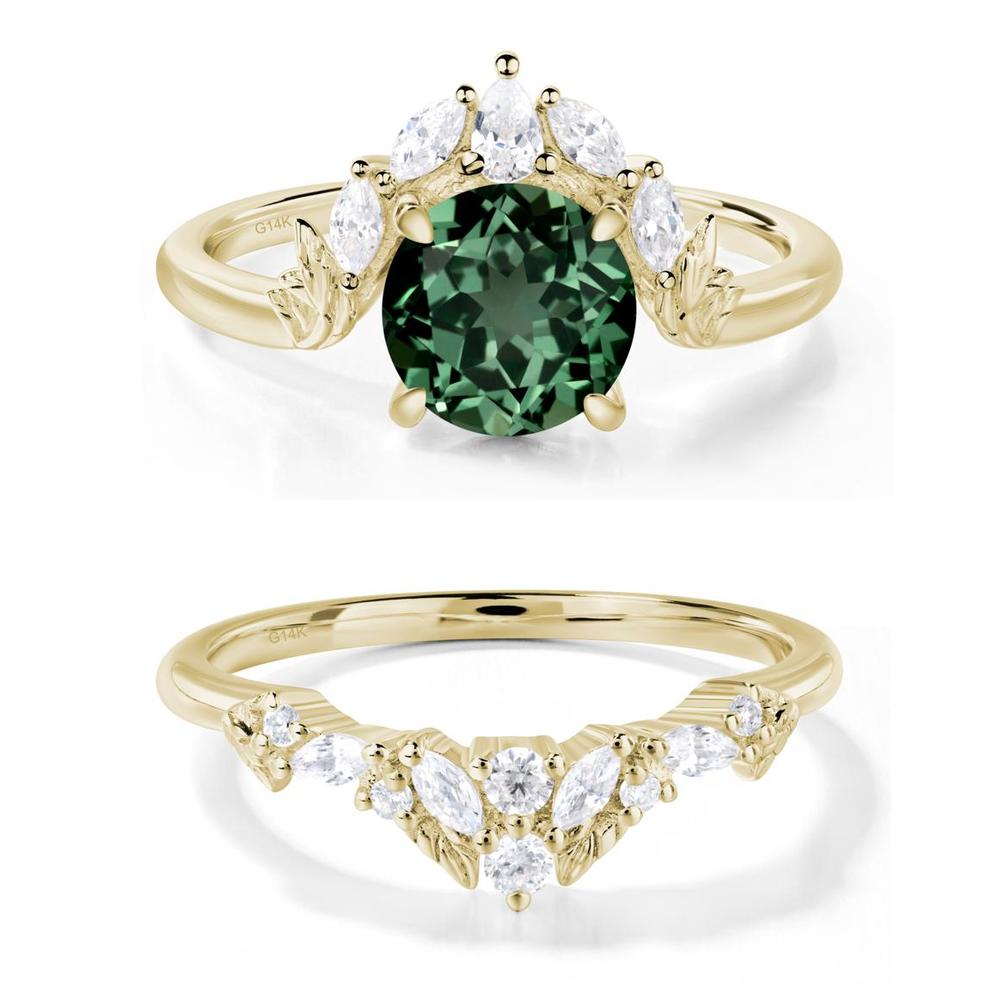 Green Sapphire Ring with Marquise Side Stone - LUO Jewelry #metal_xxxxx