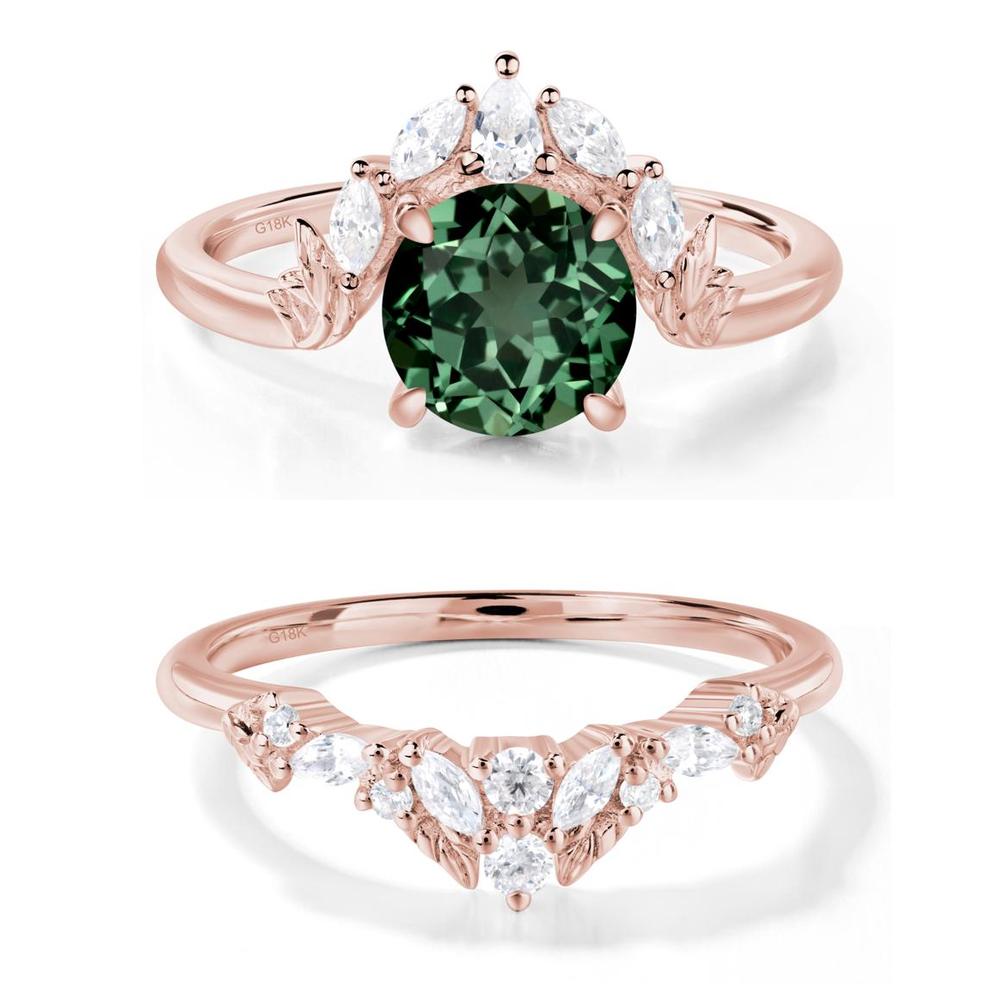 Green Sapphire Ring with Marquise Side Stone - LUO Jewelry #metal_xxxxx