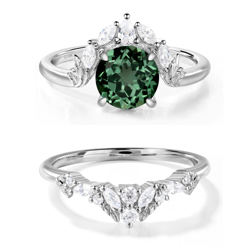 Green Sapphire Ring with Marquise Side Stone - LUO Jewelry #metal_xxxxx