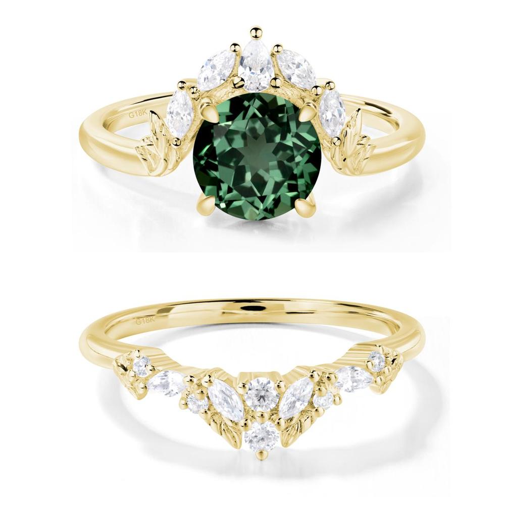 Green Sapphire Ring with Marquise Side Stone - LUO Jewelry #metal_xxxxx