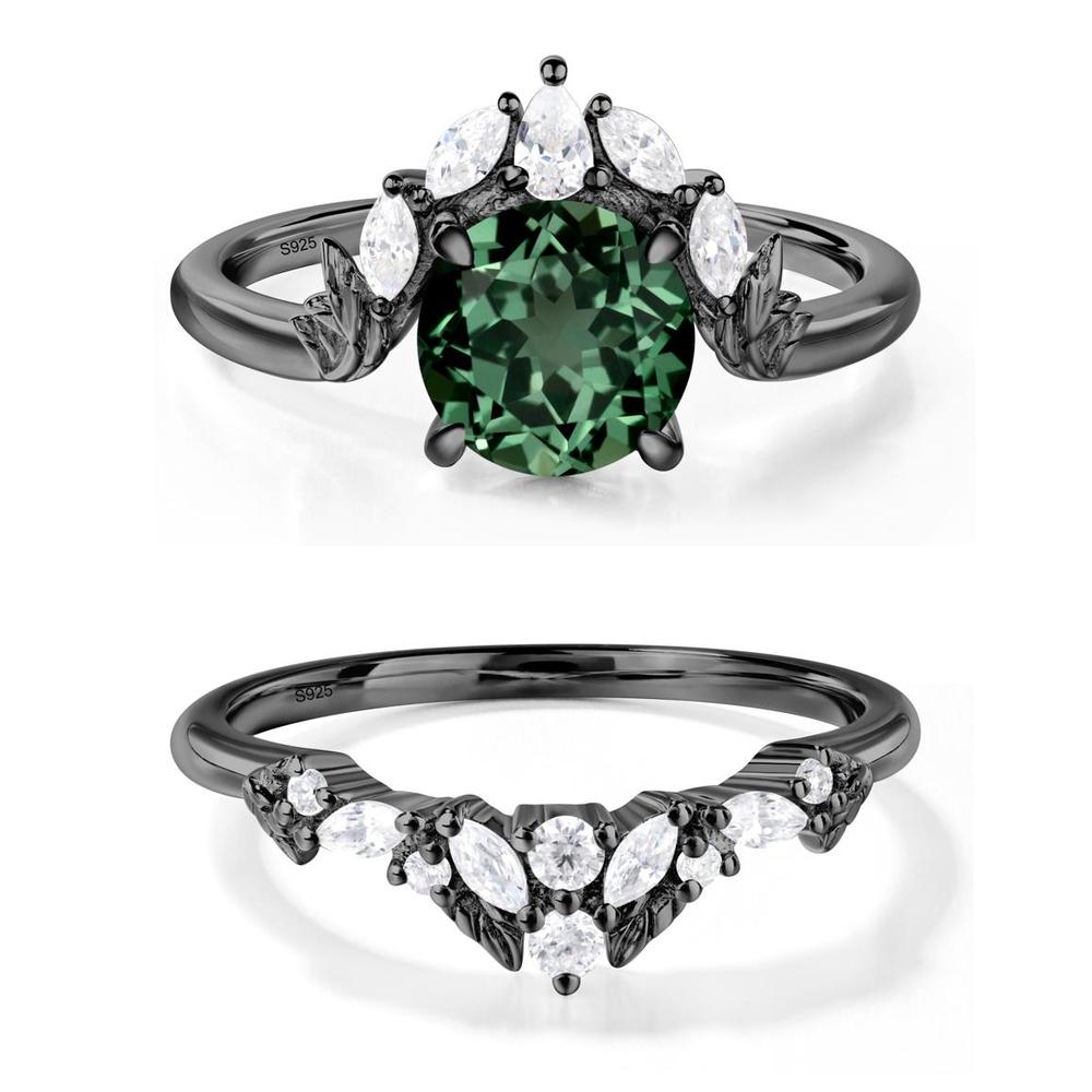 Green Sapphire Ring with Marquise Side Stone - LUO Jewelry #metal_xxxxx