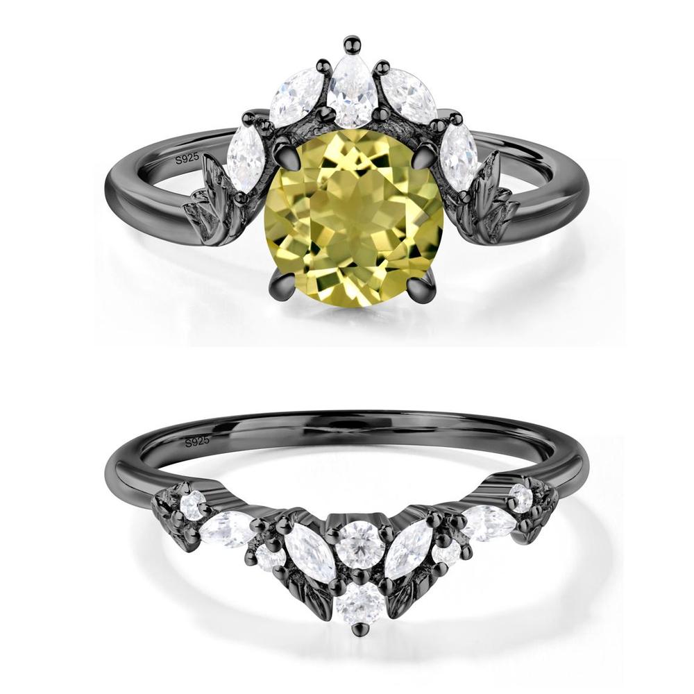 Lemon Quartz Ring with Marquise Side Stone - LUO Jewelry #metal_xxxxx