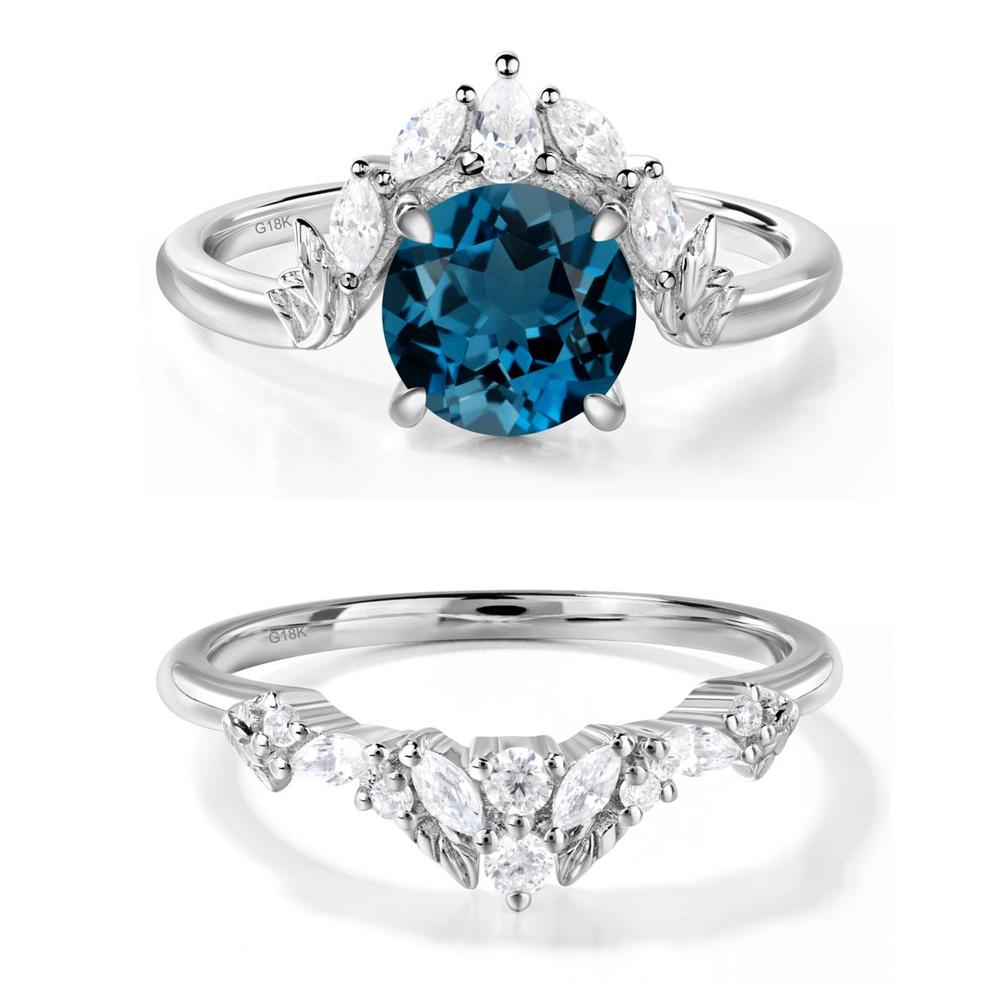 London Blue Topaz Ring with Marquise Side Stone - LUO Jewelry #metal_xxxxx