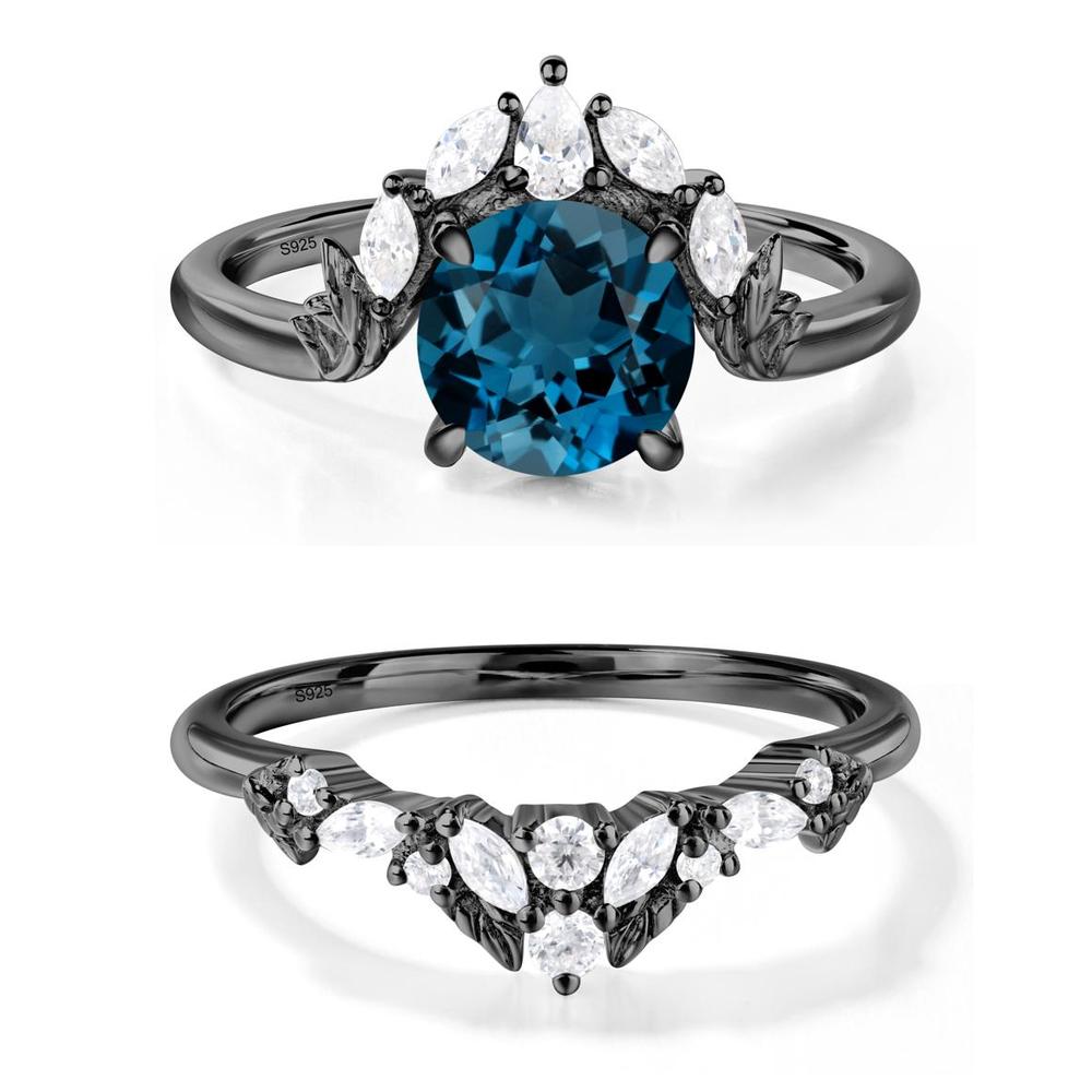 London Blue Topaz Ring with Marquise Side Stone - LUO Jewelry #metal_xxxxx