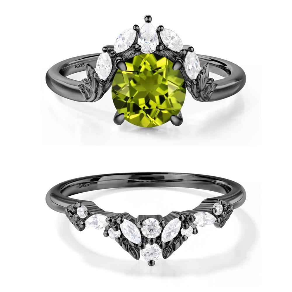 Peridot Ring with Marquise Side Stone - LUO Jewelry #metal_xxxxx