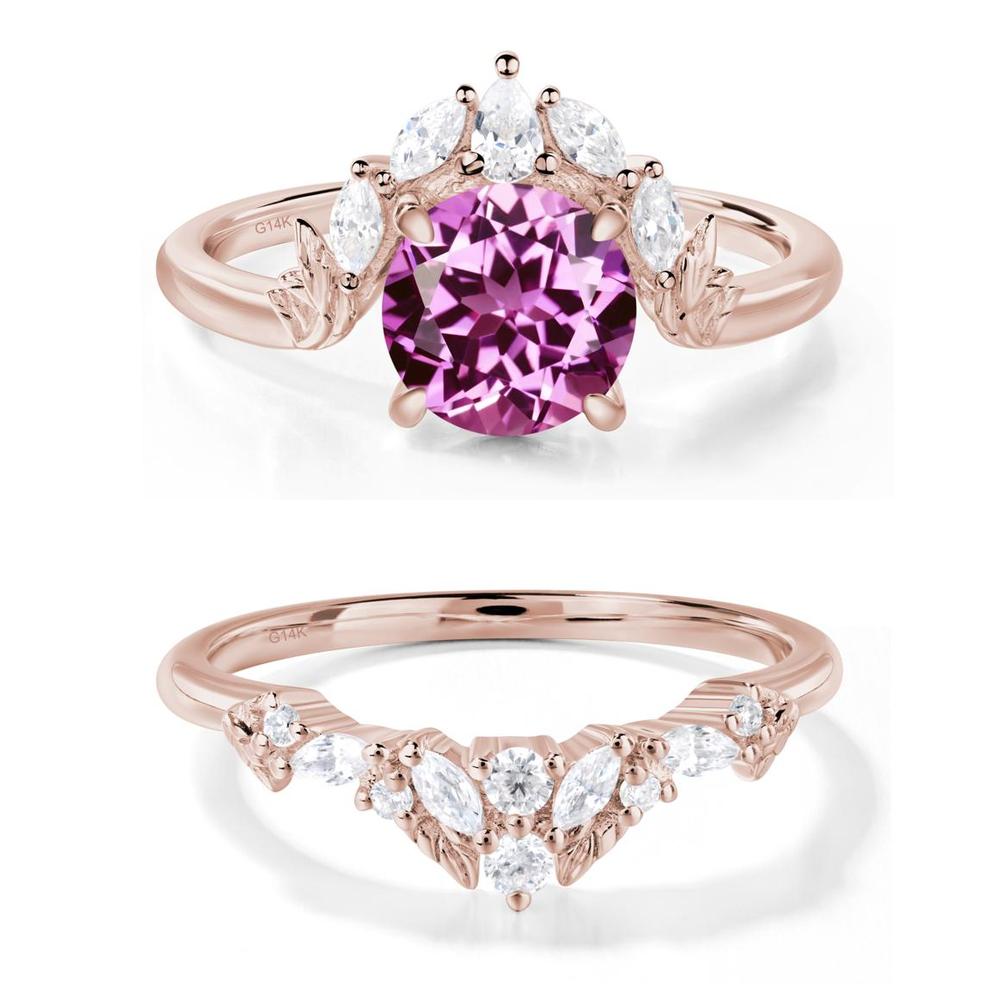 Pink Sapphire Ring with Marquise Side Stone - LUO Jewelry #metal_xxxxx