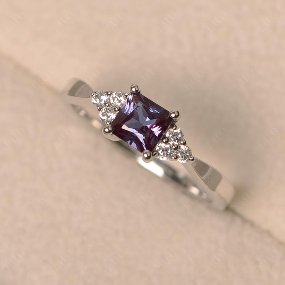 Princess Cut Alexandrite Petite Ring - LUO Jewelry 