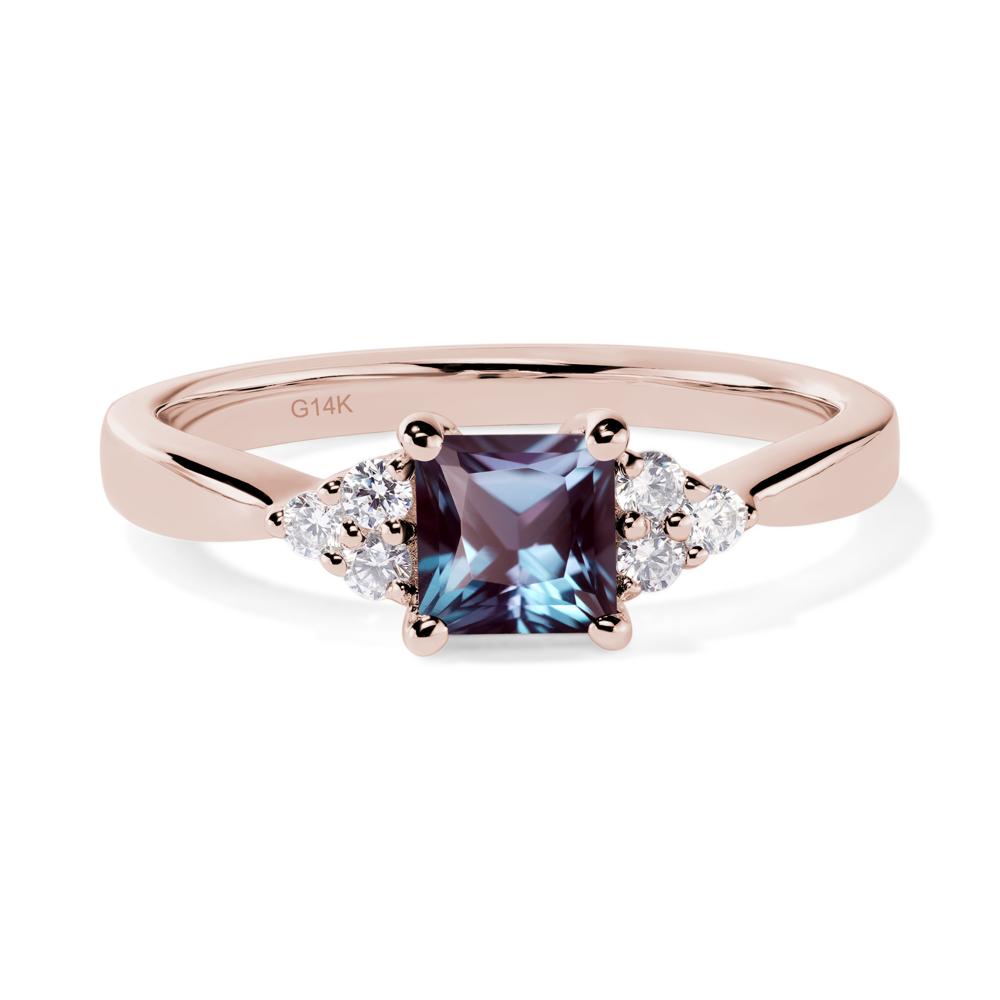 Princess Cut Alexandrite Petite Ring - LUO Jewelry #metal_14k rose gold