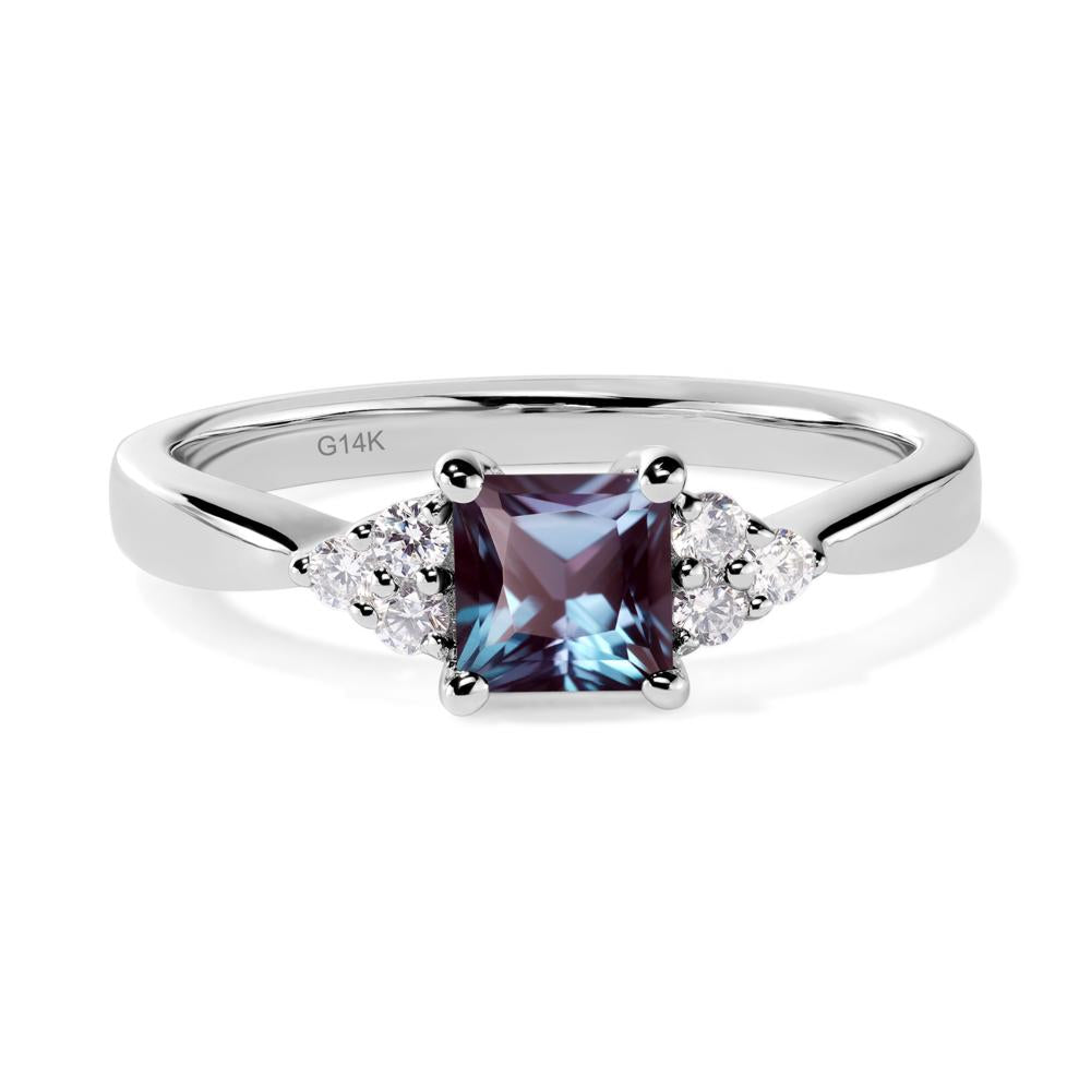 Princess Cut Alexandrite Petite Ring - LUO Jewelry #metal_14k white gold