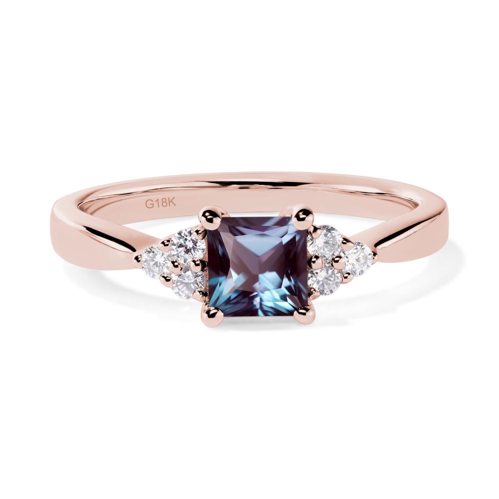 Princess Cut Alexandrite Petite Ring - LUO Jewelry #metal_18k rose gold