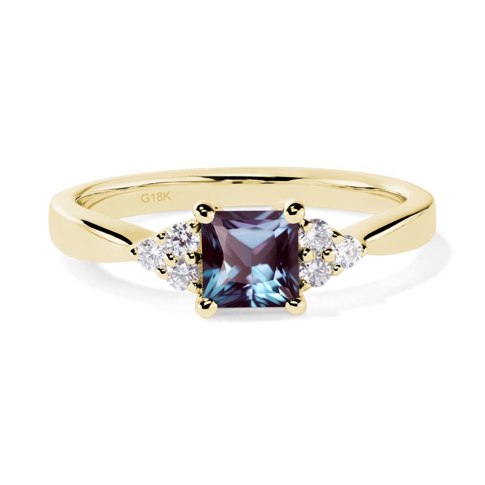 Princess Cut Alexandrite Petite Ring - LUO Jewelry #metal_18k yellow gold