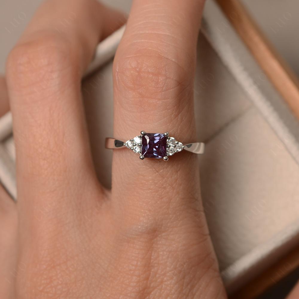 Princess Cut Alexandrite Petite Ring - LUO Jewelry 