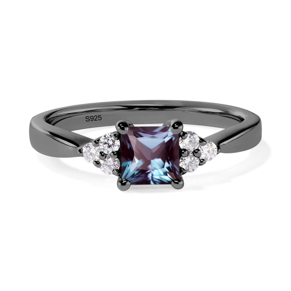 Princess Cut Alexandrite Petite Ring - LUO Jewelry #metal_black finish sterling silver