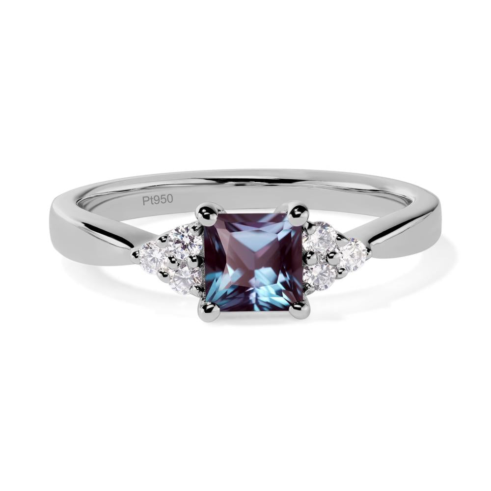 Princess Cut Alexandrite Petite Ring - LUO Jewelry #metal_platinum