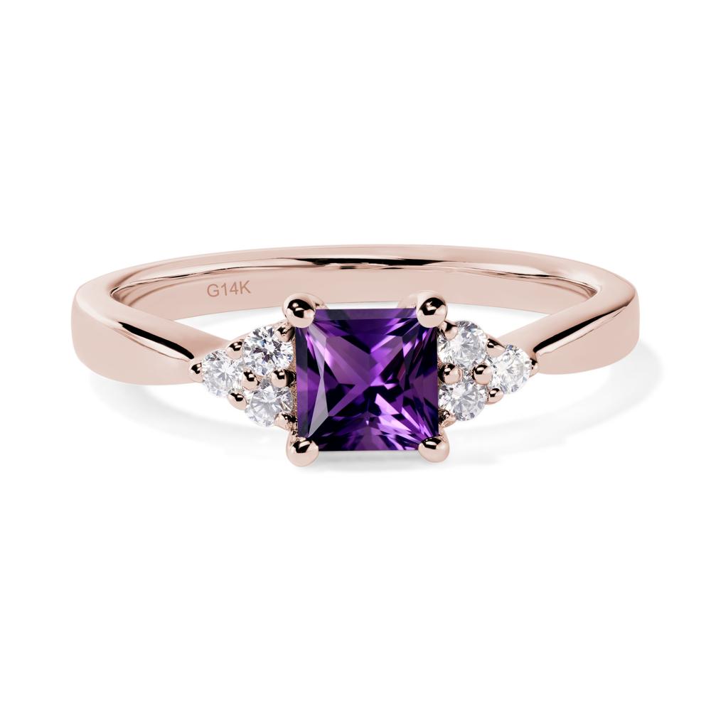 Princess Cut Amethyst Petite Ring - LUO Jewelry #metal_14k rose gold