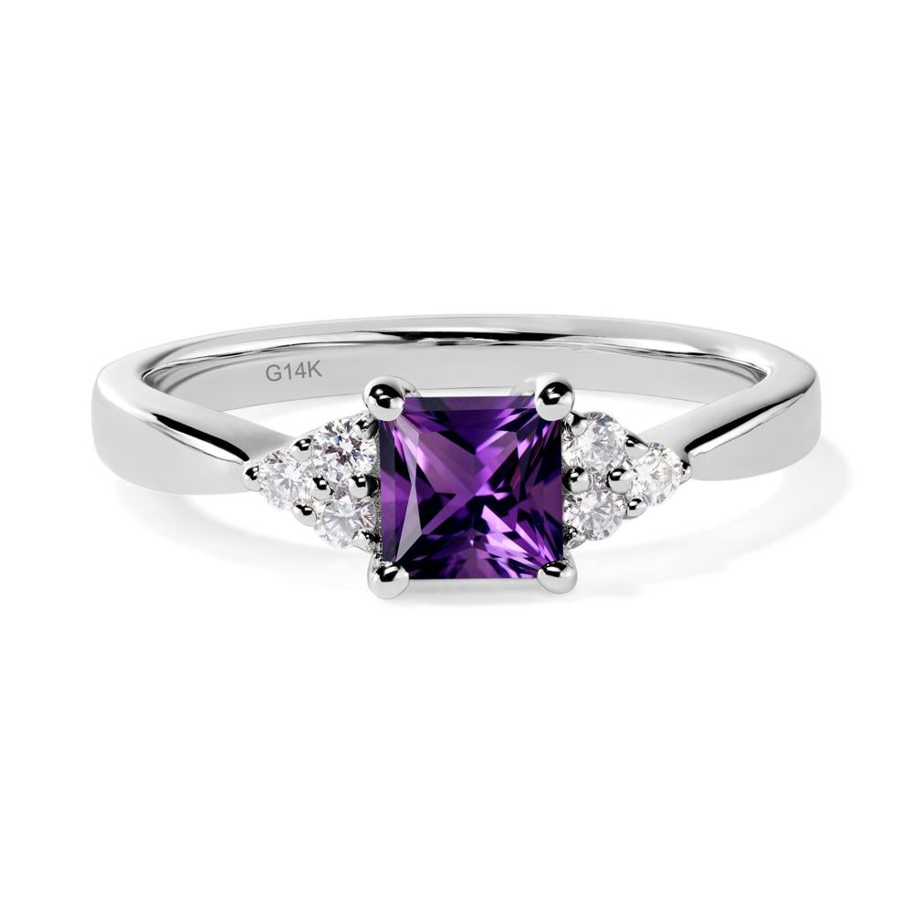 Princess Cut Amethyst Petite Ring - LUO Jewelry #metal_14k white gold