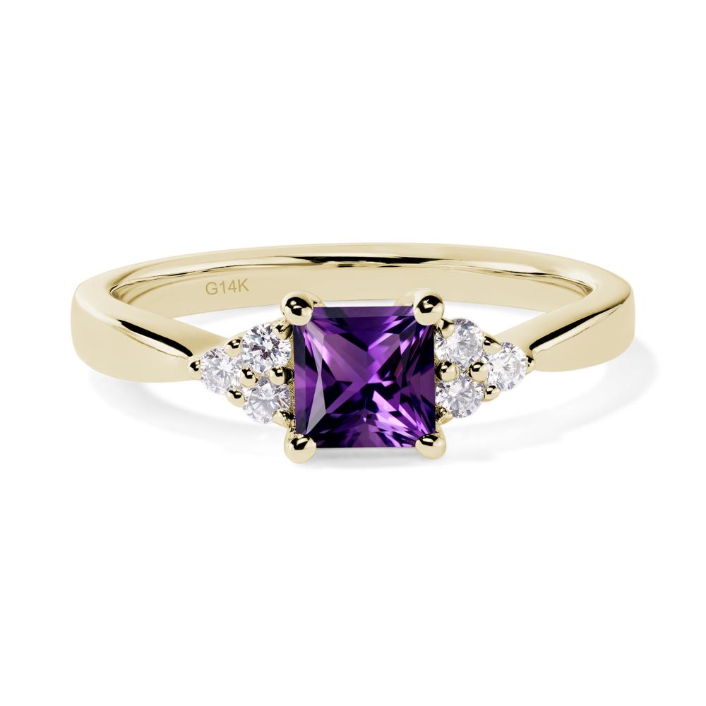 Princess Cut Amethyst Petite Ring - LUO Jewelry #metal_14k yellow gold