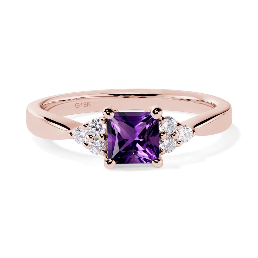 Princess Cut Amethyst Petite Ring - LUO Jewelry #metal_18k rose gold