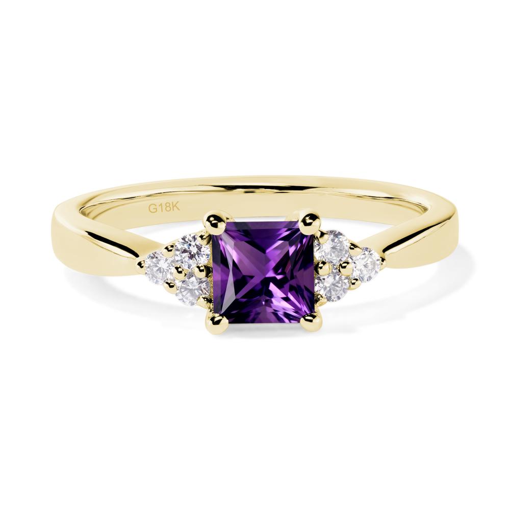 Princess Cut Amethyst Petite Ring - LUO Jewelry #metal_18k yellow gold