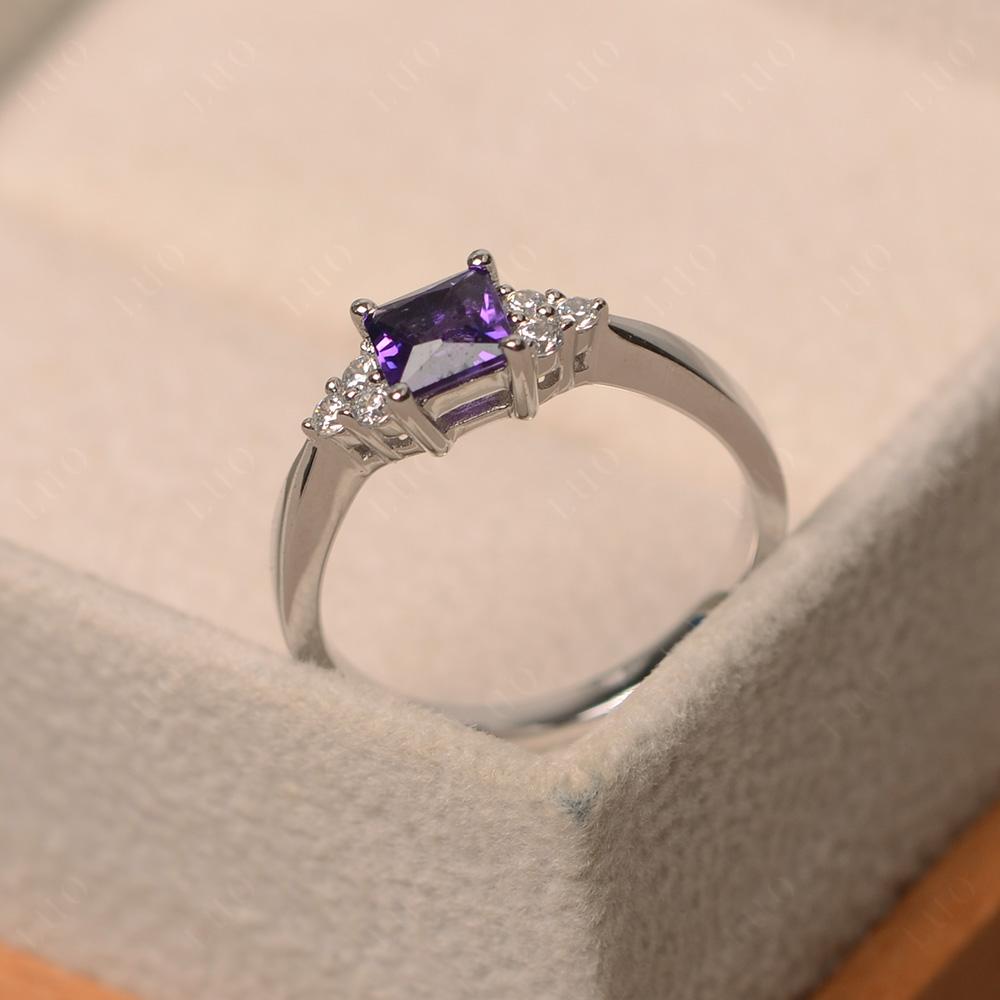 Princess Cut Amethyst Petite Ring - LUO Jewelry 