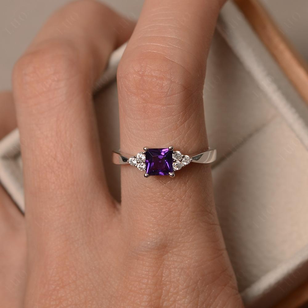 Princess Cut Amethyst Petite Ring - LUO Jewelry 