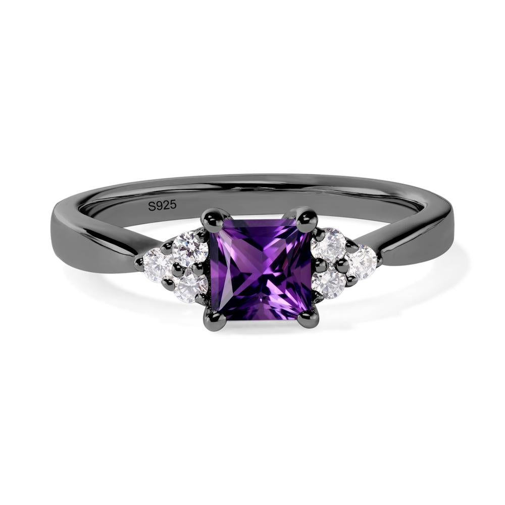 Princess Cut Amethyst Petite Ring - LUO Jewelry #metal_black finish sterling silver