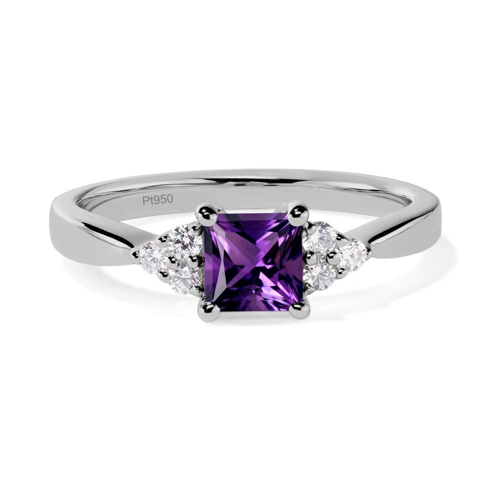 Princess Cut Amethyst Petite Ring - LUO Jewelry #metal_platinum