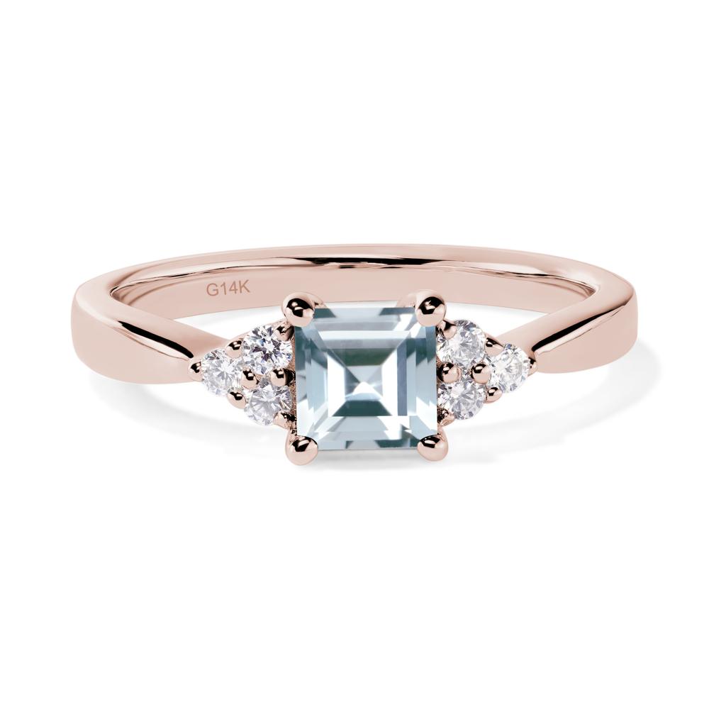 Square Cut Aquamarine Petite Ring - LUO Jewelry #metal_14k rose gold