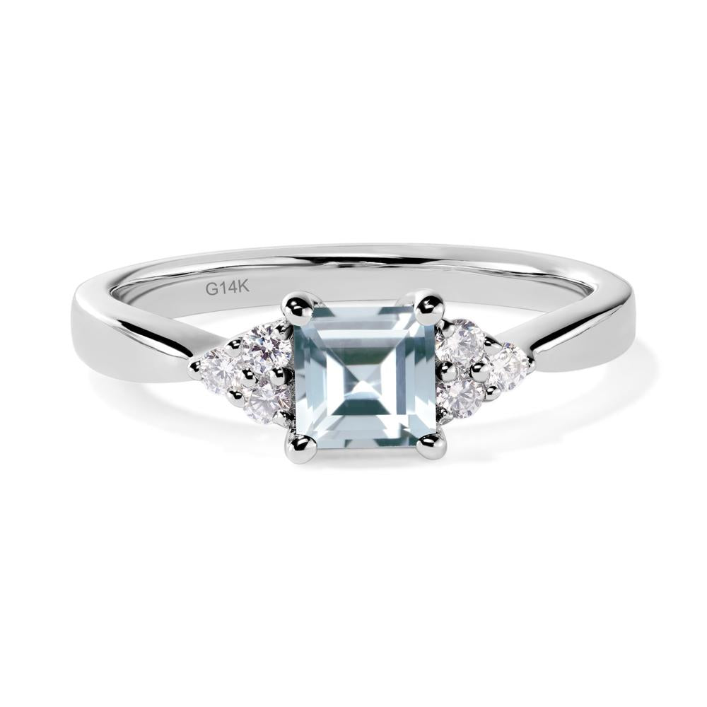 Square Cut Aquamarine Petite Ring - LUO Jewelry #metal_14k white gold