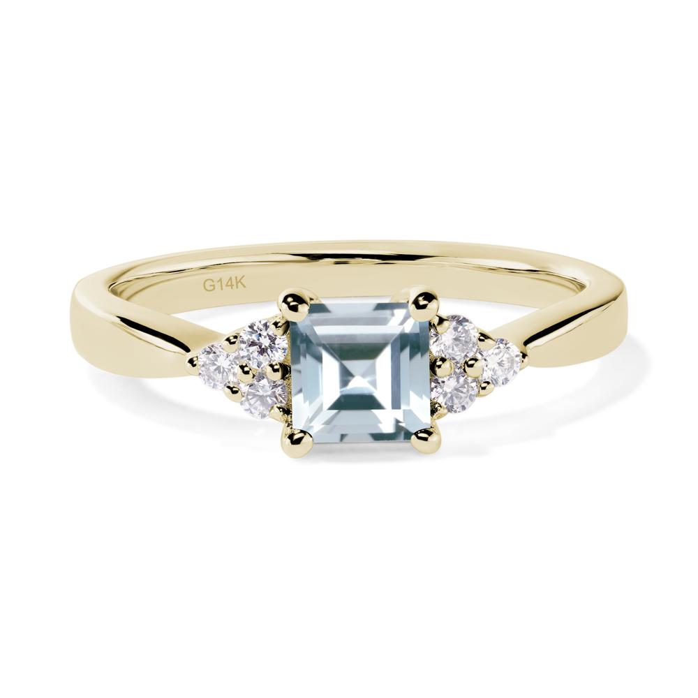 Square Cut Aquamarine Petite Ring - LUO Jewelry #metal_14k yellow gold