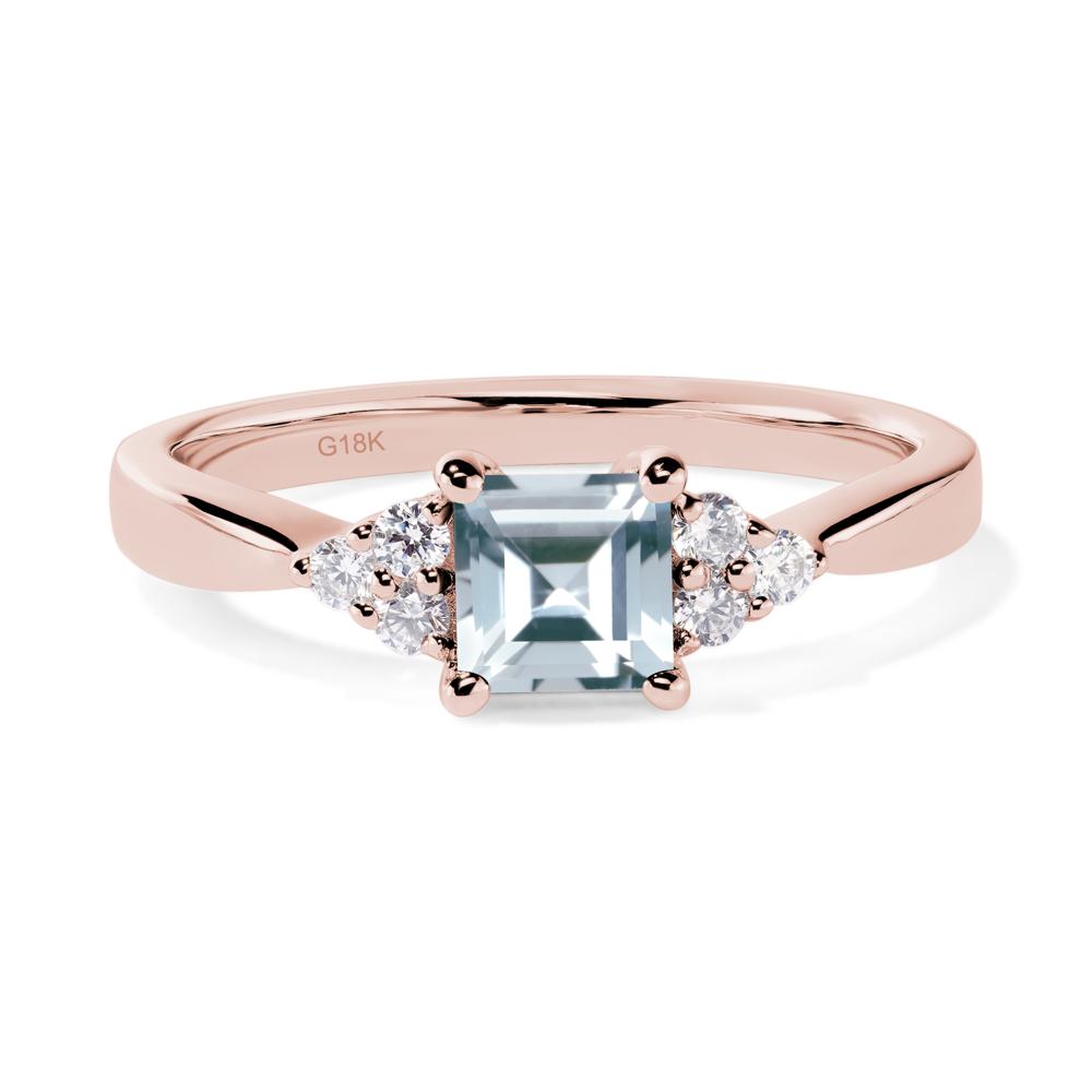 Square Cut Aquamarine Petite Ring - LUO Jewelry #metal_18k rose gold