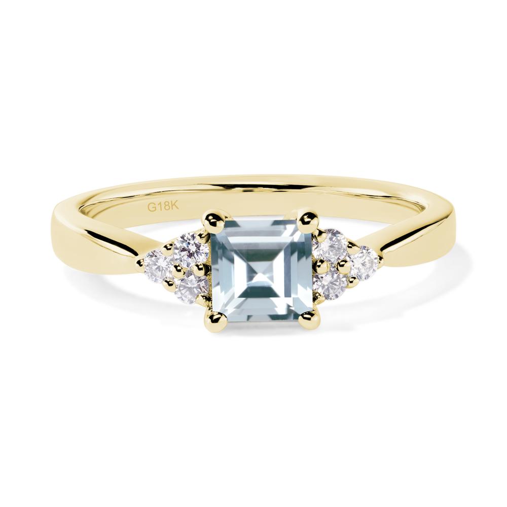 Square Cut Aquamarine Petite Ring - LUO Jewelry #metal_18k yellow gold