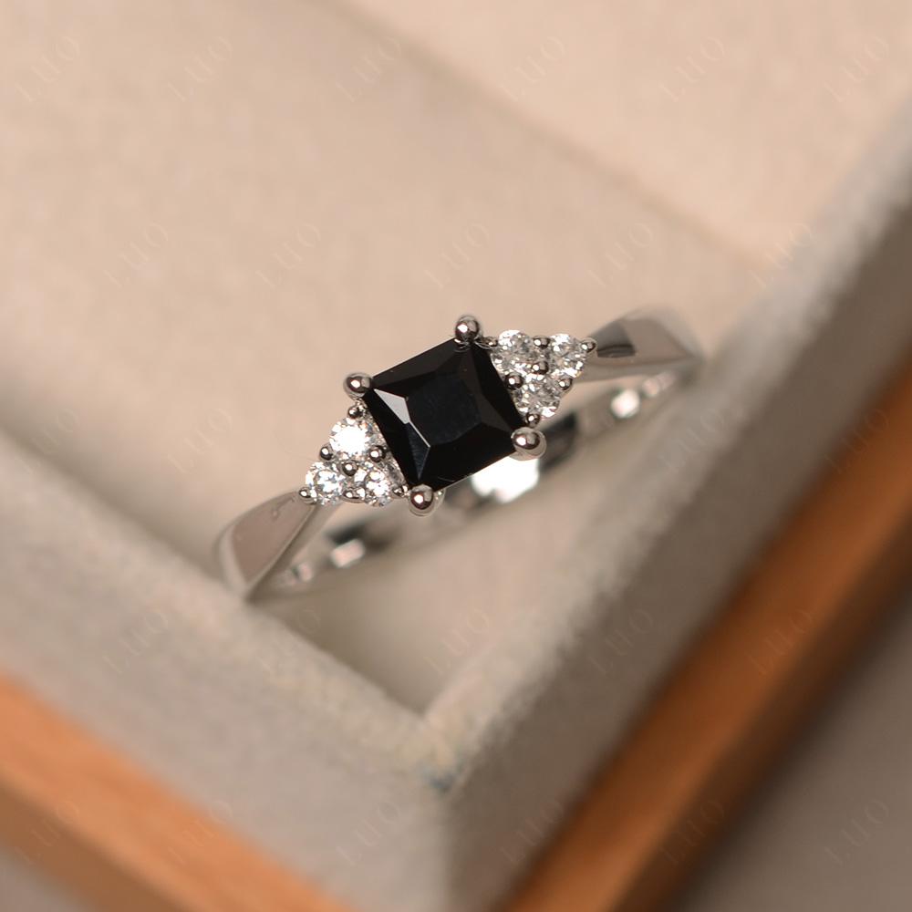 Princess Cut Black Spinel Petite Ring - LUO Jewelry 