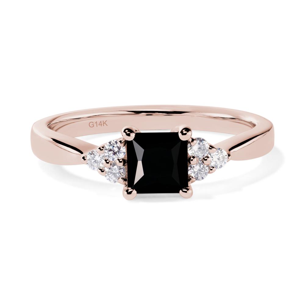 Princess Cut Black Spinel Petite Ring - LUO Jewelry #metal_14k rose gold