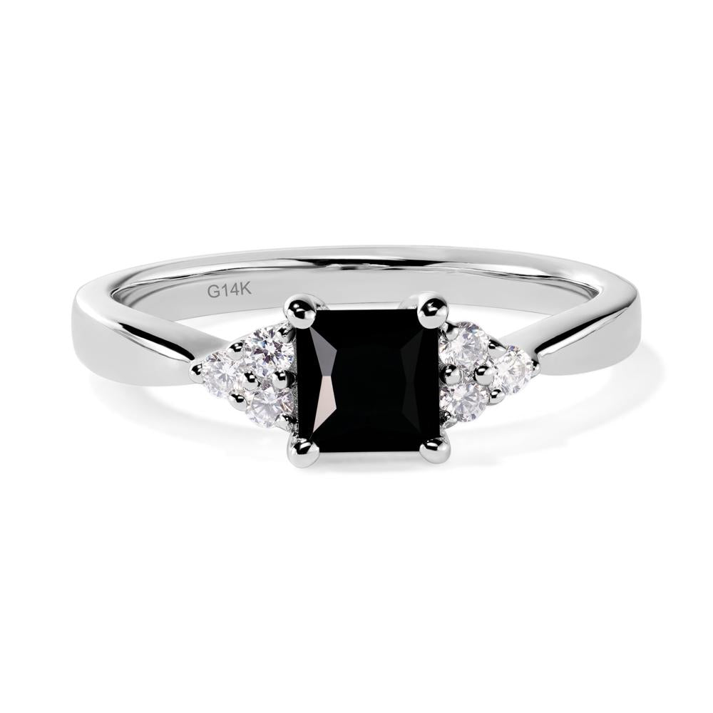 Princess Cut Black Spinel Petite Ring - LUO Jewelry #metal_14k white gold