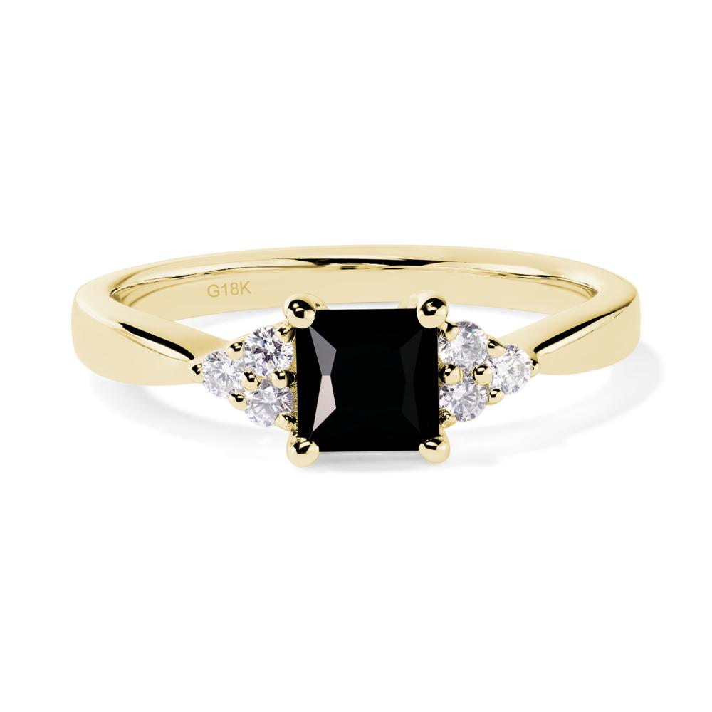 Princess Cut Black Spinel Petite Ring - LUO Jewelry #metal_18k yellow gold