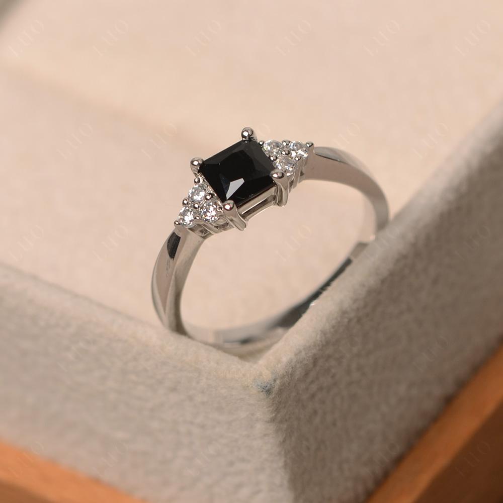 Princess Cut Black Spinel Petite Ring - LUO Jewelry 