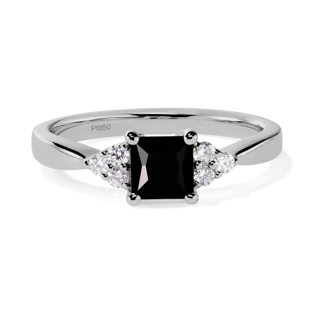 Princess Cut Black Spinel Petite Ring - LUO Jewelry #metal_platinum