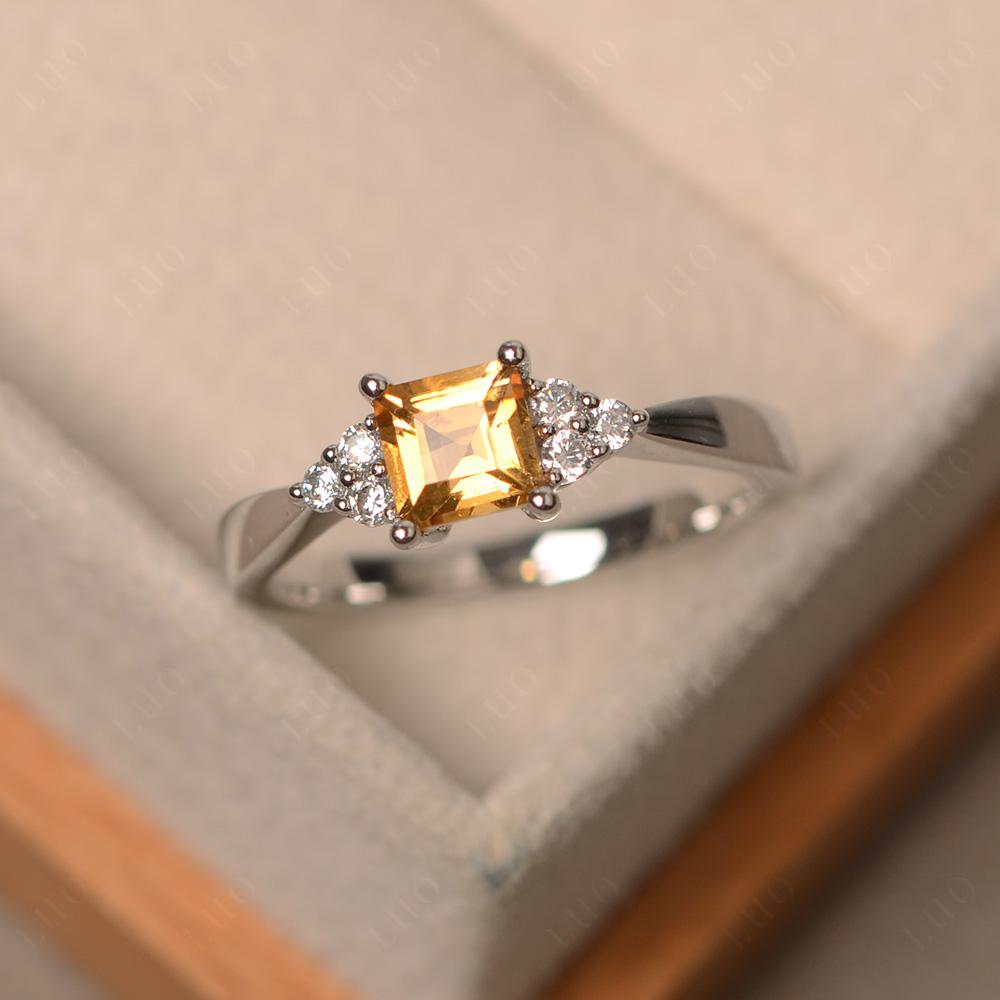 Square Cut Citrine Petite Ring - LUO Jewelry 